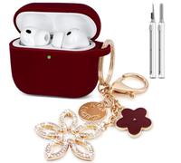 Compatible with AirPods Pro 3 Case Cover, Silicone Protective Case for Airpod Pro with Bling Keychain, Case Cover for Apple AirPods Pro 3rd Generation Wireless Earbuds with Cleaner Kit (Burgundy)