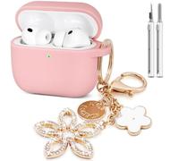 Compatible with AirPods Pro 3 Case Cover, Silicone Protective Case for Airpod Pro with Bling Keychain, Case Cover for Apple AirPods Pro 3rd Generation Wireless Earbuds with Cleaner Kit (Pink)