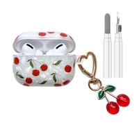 Compatible with AirPods Pro Case, Cute Cherry Pretty Aesthetic AirPod Pro Case Cover with Cherry Keychain, Soft TPU Protective Shockproof Case for Women Girl