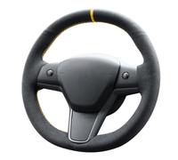 Compatible with Alcantara Material,Hand-Sewn Steering Wheel Covers, Sweat Resistant Non-Slip, Warm in Winter Cool in Summer, Fits Tesla Model 3 2017-2022 / Model Y 2020-2024