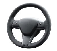 Compatible with Alcantara Material,Hand-Sewn Steering Wheel Covers, Sweat Resistant Non-Slip, Warm in Winter Cool in Summer, Fits Tesla Model 3 2017-2022 / Model Y 2020-2024