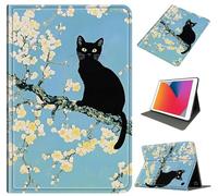 Compatible with Amazon Fire Max 11 11" 2023, Slim PU Leather Cover with Auto Wake/Sleep, Multi-Angle Stand, Shockproof Anti-Scratch Case for Fire Max 11 Tablet 2023, Apricot Flower Black Cat