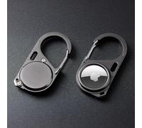 Compatible with Apple AirTag Metal Secure Holder with Carabiner,Snap Hook Lock Anti-Lost Hard Protective Case for Air Tag. (2 Pack-Black/Black)