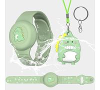Compatible with Apple Airtag, Waterproof Dinosaur Design, Soft Silicone Airtag Bracelet, Waterproof, Child Friendly, with Lanyard and Key Ring, GPS Tracker Bracelet
