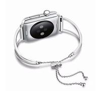 Compatible with Apple Watch 44MM 42MM Strap Metal Slim, Women Jewelry Replacement Bracelet Link Metal Wristband with Push Button Sport Bangle Compatible with iWatch SE Band Series 6 5 4 3 2 1, Silver