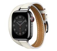 Compatible with Apple Watch Band 40mm 41mm 42mm 44mm 45mm 46mm 49mm,Genuine Leather Women Double Tour Slim Wristband for iWatch Ultra Series 11/10/9/8/7/6/5/4/SE
