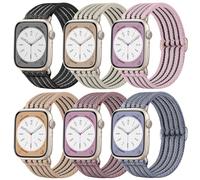 Compatible with Apple Watch Bands for Women 44mm 45mm 46mm 49mm 40mm 41mm 42mm 38mm, iWatch Bands for Women, Braided Stretchy Nylon Sport Band Straps for Apple Watch Series 10 9 8 7 SE Ultra, 6 Pack-A