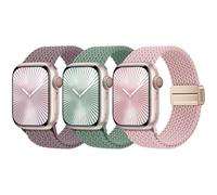 Compatible with Apple Watch Bands for Women Pink Stretchy Magnetic Clasp 38mm 40mm 41mm 42mm 44mm 45mm 46mm 49mm, Soft Nylon Sport Solo Loop Strap for iWatch Bands Series 10 9 8 SE 7 6 5 4 Ultra