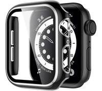 Compatible with Apple Watch Case Series 4/5/6/7/8 SE 2020/2022 Case Screen Protector Cover PC Ultra-Thin Overall Protective Cover Full All-Around HD Protective Bumper (40mm, Black / Silver)