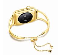 Compatible with Apple Watch SE Strap Series 6 5 4 3 2 1, Solid Stainless Steel Metal Link Bracelet Straps Ladies Girls Jewelry Bracelet Sport Wristlet Compatible with Apple iWatch Band 44MM/42MM, Gold