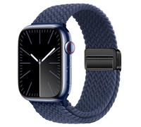 Compatible with Apple Watch Strap 49mm 46mm 45mm 44mm, Elasticated Magnetic Nylon Strap Band for IWatch Series 10/9/8/7/6/5/4/SE/SE 2/Ultra 3/2 Men Midnight Blue