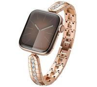 Compatible with Apple Watch Straps Series 11/10 42mm, 9/8/7 41mm, 6/5/4/SE/SE3/SE3 40mm, 3/2/1 38mm, Natural Zircon Gems Handmade iWatch Strap for Women, Dressy Chain Bracelet Stra (Vintage/Rose Gold)