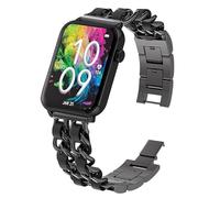 Compatible with Armitron Matrix Smartwatch bands, 20mm, 22mm Quick Release Jewelry Chain Metal Wristband with Leather Compatible with Armitron Connect Matrix, Link, Lunar, Boom, Eclipse Smartwatch