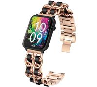 Compatible with Armitron Matrix Smartwatch bands, 20mm, 22mm Quick Release Jewelry Chain Metal Wristband with Leather Compatible with Armitron Connect Matrix, Link, Lunar, Boom, Eclipse Smartwatch