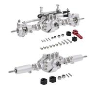 Compatible With Axial For SCX10 II 90046 90047 RC Crawler Truck Aluminum Alloy Front Rear Axle RC Bridge Axle RC Spare Parts RC Front Rear Axle(Silver)