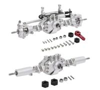 Compatible With Axial For SCX10 II 90046 90047 RC Crawler Truck Upgrade Front Rear Axle RC Bridge Axle Spare Parts Accessories RC Front Rear Axle(Silver)