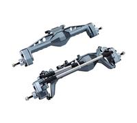 Compatible With Axial SCX10 AXI03007 1/10 RC Crawler Truck Upgrade CNC Aluminum Front And Rear Portal Axle Adjustable Upper Link Mounts RC Front Rear Axle(Grey,Rear and Front)