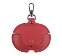 Compatible with Beats Studio Buds, Elegant Leather Case for Beats Studio Buds Cover Accessories with Keychain for Men Women-Red