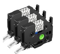 Compatible with Brother Label Printer Tape 12mm Tze-131 Clear for Brother P-Touch Label Tape 12mm 0.47 Laminated for Brother P-Touch Labeller PT-E110 H100R H110 H101C, Black on Transparent, 3-Pack
