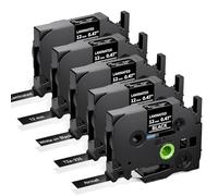 Compatible with Brother Label Printer Tape Replacement for P Touch TZe-335 TZe335 12mm 0.47 Inch TZe TZ Tape White on Black, Compatible with Brother P-Touch PT-H110 H107B H100LB D400 H105, 5-Pack