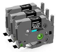 Compatible with Brother Label Tape 12mm Laminated White on Black TZe-335