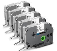 Compatible with Brother P-Touch TZe-231 TZ Label Tape 12mm 0.47'' White | TZE TZ-231 Laminated for Brother Label Printer PT-H110 E110 H100R H101C H108 H105 D210 Label Maker, Black on White, 5-Pack