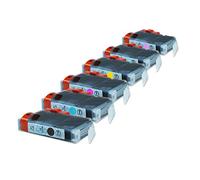Compatible with Canon Pixma IP 6600 D Ink Cartridges Set Black, Cyan, Magenta, Yellow, Light Cyan, Light Magenta - CLI-8 / 0620B001-0625B001 - Inhalt: 6 x 12 ml