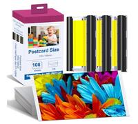 Compatible with Canon Selphy Series Ink and Paper, KP-108IN 3 Color Ink Cassette and 108 Sheets 4 x 6 Paper Glossy(100mm x148 mm) for Selphy CP1500 CP1300 CP1200 CP1000 CP910 CP900 CP810