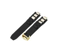 Compatible With Cartier Original 21st Century Men's And Women's Waterproof Silicone Rubber Watch Strap CRW1097U2 Convex Interface(Black-Golden-Z4)