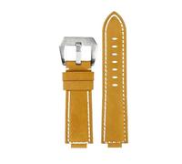 Compatible With CASIO GST-B400/ GST-B200 Wrist strap leather watch belt cowhide watchband accessories 24 * 14mm Convex 24 * 16(Khaki Silver Buckle,14mm)