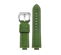Compatible With CASIO GST-B400/ GST-B200 Wrist strap leather watch belt cowhide watchband accessories 24 * 14mm Convex 24 * 16(Army Green silver,14mm)