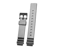 Compatible With CASIO Resin Silicone Watchbands LRW-200h Convex Mouth, Male And Female Student Black White Watch Strap Accessories 14mm(Black-black)
