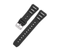 Compatible With Casio Straps Watch Accessorise CA-53W CA-61W FT-100W W-520U W-720G Tpu Soft Watchband 20mm Wristband Belt FT100W Watchbands(Black-Silver,18mm)