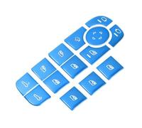 Compatible with Cayenne 2012-2018 2019 2020 2021 Car Window Glass Lifting Switch Buttons Decoration Cover Stickers Interior Accessories(Blue)