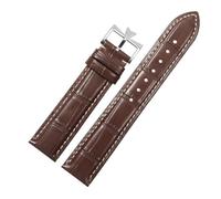 Compatible With Constantin Watch Strap Leather Men's VC Heritage Art Master Wulu Series Needle Buckle Watchband(Brown-silver,21mm)