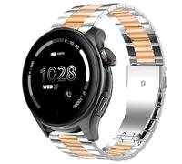 Compatible with Cubitt Viva Pro Smart Watch Band, Lamshaw Quick Release Stainless Steel Metal Replacement Strap Bracelet Compatible for Cubitt Viva Pro, Viva, Aura Pro, Aura Smart Watch (Silver-Rose