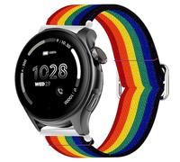 Compatible with Cubitt Viva Pro Smart Watch Band, Lamshaw Stretch Elastics Nylon Adjustable Replacement Strap Accessories Compatible for Cubitt Viva Pro, Viva, Aura Pro, Aura Smart Watch (Dark rainbow