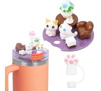 Compatible with Cup Accessories Charms, Silicone Reusable Straw Cover Cap Compatible with 40oz 30oz Cups (Frog, 40oz)