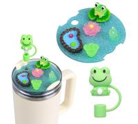 Compatible with Cup Accessories Charms, Silicone Reusable Straw Cover Cap Compatible with 40oz 30oz Cups (Frog, 30oz)