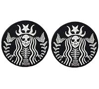 Compatible with Dead Mermaid Zombie Cafe Starbuck Coffee Patch Embroidered Applique Iron On Sew On Emblem for Outdoor Sport 2 Pcs