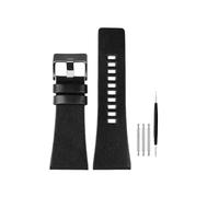 Compatible With Diesel Watchbands Men's Wrist Large Size Watch Bands P-Olice 26MM 28MM 30MM 32MM Black Brown Genuine Calf Hide Leather Strap(A black black,32mm)