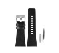 Compatible With Diesel Watchbands Men's Wrist Large Size Watch Bands P-Olice 26MM 28MM 30MM 32MM Black Brown Genuine Calf Hide Leather Strap(A black silver,30mm)