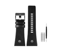 Compatible With Diesel Watchbands Men's Wrist Large Size Watch Bands P-Olice 26MM 28MM 30MM 32MM Black Brown Genuine Calf Hide Leather Strap(B black black,26mm)