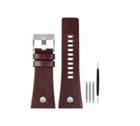 Compatible With Diesel Watchbands Men's Wrist Large Size Watch Bands P-Olice 26MM 28MM 30MM 32MM Black Brown Genuine Calf Hide Leather Strap(B dark brown silver,30mm)