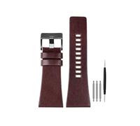 Compatible With Diesel Watchbands Men's Wrist Large Size Watch Bands P-Olice 26MM 28MM 30MM 32MM Black Brown Genuine Calf Hide Leather Strap(A dark brown black,26mm)