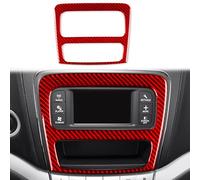 Compatible with Dodge Journey 2011 2012 2013 2014 2015 2016 2017 Car Red Carbon Fiber Accessories Protective Cover Sticker (Center Console Radio Bezel)