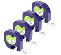 Compatible with Dymo Letratag Refills Paper White, 91200 12mm x 4m, Replacement for Dymo Label Printer Tape for LT-100H LT-100T XR 200B XM Label Makers,Black on White 4-Pack