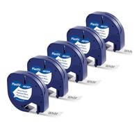 Compatible with Dymo LetraTag Refills Plastic Labels, Compatible with Dymo LetraTag Label Makers LT-100H LT-100T LT-110T QX50 XR XM, Black Print on White Label, 5-Pack