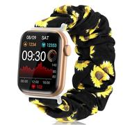 Compatible with EarlySincere Smartwatch Bands,Lamshaw 22mm Fabric Elastic Scrunchie Elastic Women Cute Replacement Straps Compatible for EarlySincere T12/T13/T21/T22/ Smartwatch, Sunflower