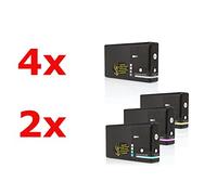 Compatible with Epson WorkForce Pro WP-4015 DN Ink Cartridges Set Black, Cyan, Magenta, Yellow - T0711 - T0714 / C13T07114010 - C13T071440103 - Inhalt: 4 x 59 ml & 6 x 35 ml